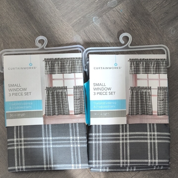 Curtainworks Small Window 3 Piece Set in Gray Plaid - Picture 4 of 4